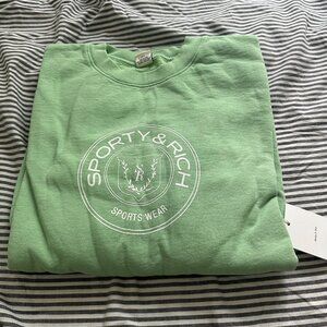 NWT Sporty Rich Monaco Crewneck Sweatshirt Sage
